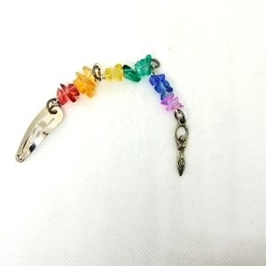 Rainbow chakra beaded Goddess hairclip